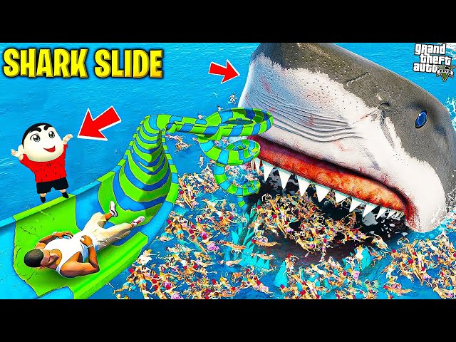 Shinchan Tried Most Dangerous Shark Water slide in GTA 5!