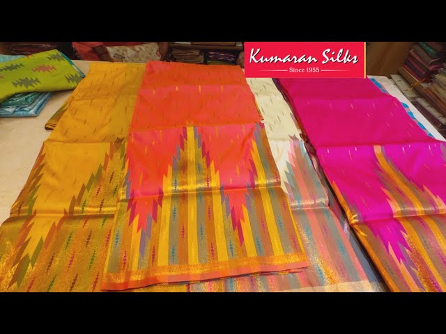 Kumaran Silks Patola Semi Raw Silk  New Arrival Soft Silk Tissue Kanchi Temple Border sarees Rs.850