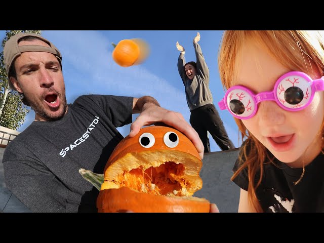 PUMPKiN GUTS with Family Challenges!! what's inside Mystery Pumpkins? Adley & Niko do 45ft Drop Test