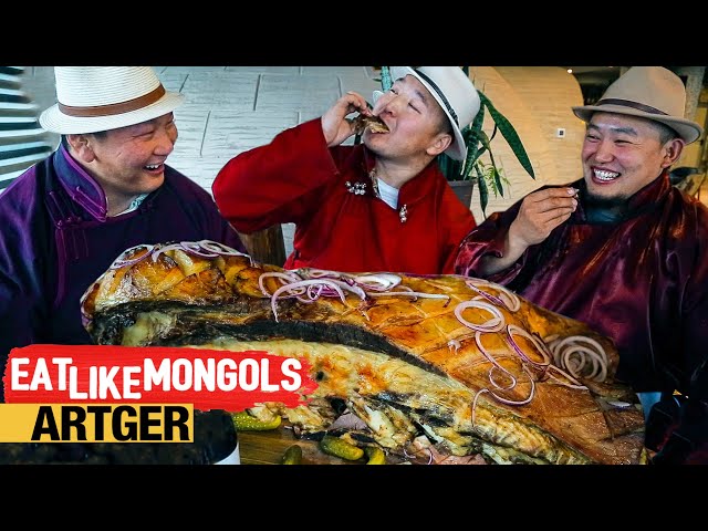 Mongolian Wrestlers Take Down Humongous Beef Brisket - Mukbang Style | Eat Like Mongols