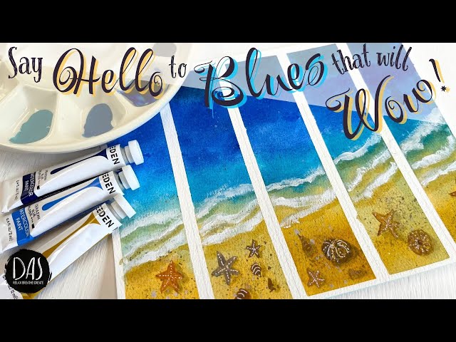 Testing Meeden Watercolor Paints and Palette - Let's Create Easy Watercolor Seaside Bookmarks