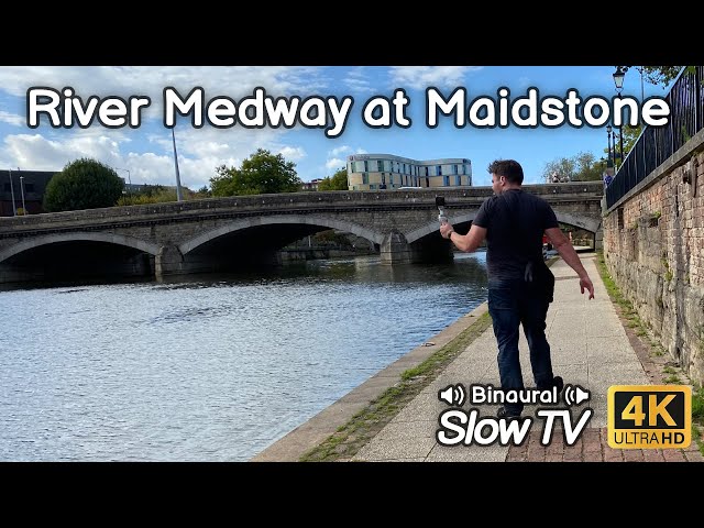 Walking The River Medway from Lockmeadow to Whatman Park through Maidstone, Kent - Slow TV