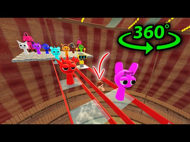 360° Incredibox Sprunki Playing Glass Bridge SQUID GAME #2 | VR/4K