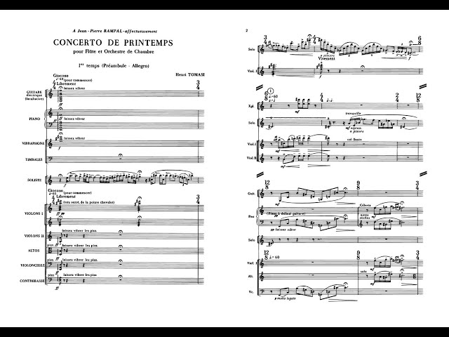 Henri Tomasi - Concerto de printemps for flute and chamber orchestra (with score)