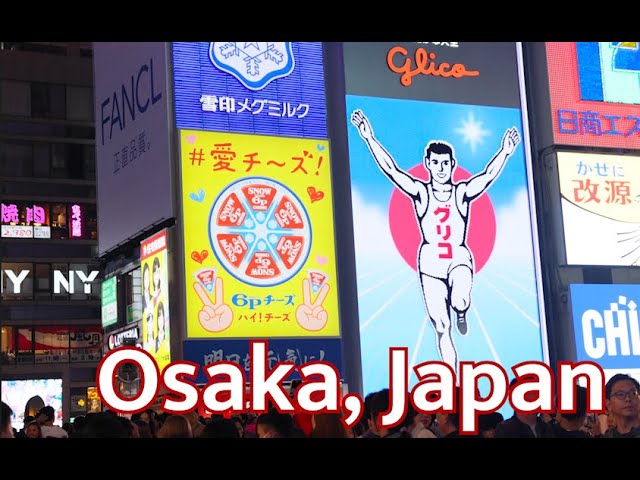 Streets of Osaka, Japan at Night