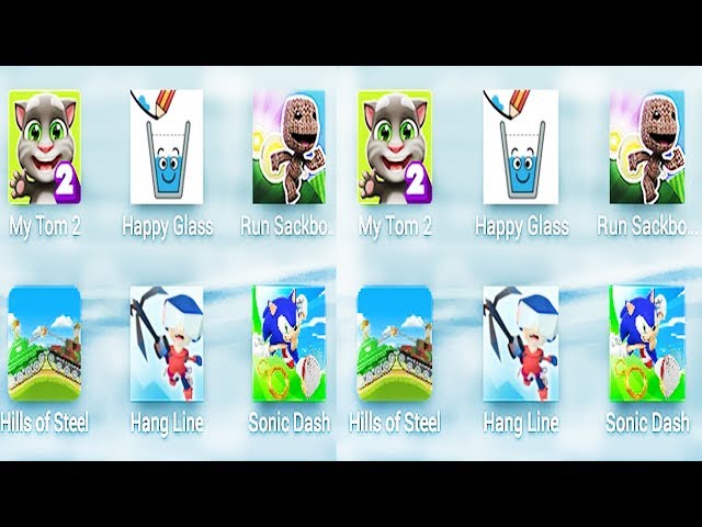 My Tom 2,Happy Glass,Run Sackboy,Hills Of Steel,Hang Line,Sonic Dash | Game For Kids