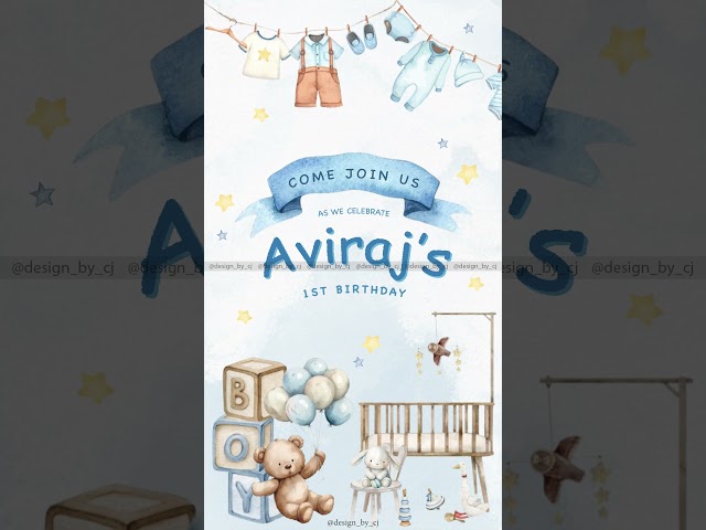 1st Birthday Invitation Video | Blue-Themed Birthday Invitation | Baby Boy Birthday Invitation Video