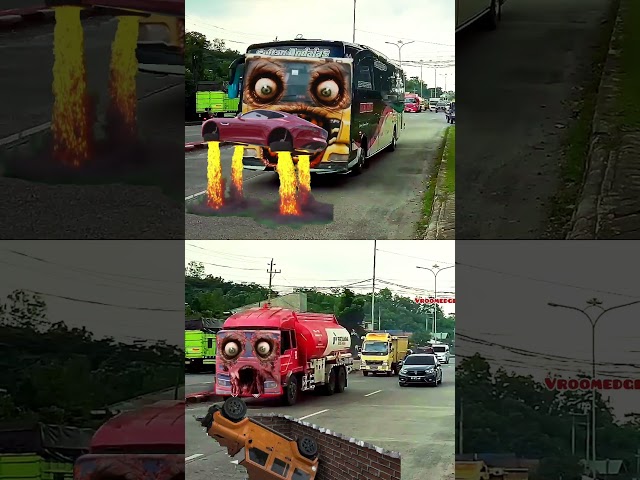 Massive Mixer Truck & Container Trucks Accidentally!! A Visual Feast #vfx​ #viralshorts​ #tranding​