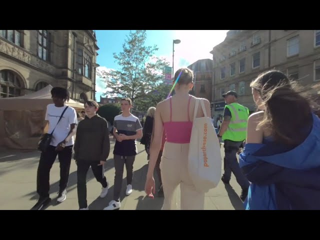 VR180° Summers day walk up fargate to moor, Sheffield