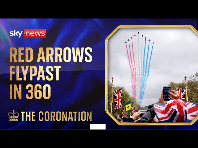 King's Coronation: Watch the Red Arrows flypast in 360