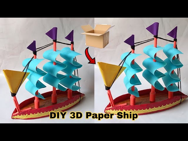 How To Make A Ship With Cardboard😱/ DIY Paper Boat 🥰/ Home Decor Ideas 💜/ Paper Craft।।