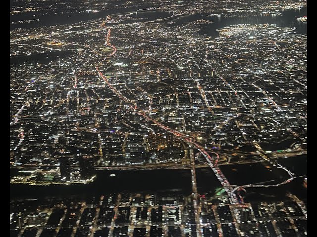 Flying Over Beautifull New York City At Night