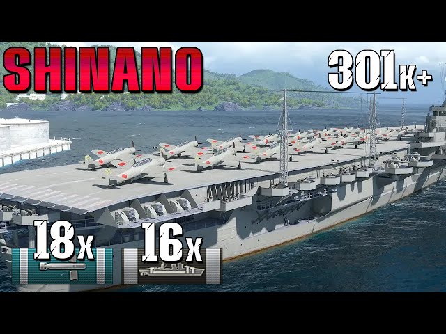 Shinano - CV Snipe & Submarine Kill with Secondaries! 🎯🔥