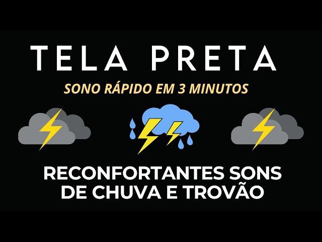 Som de Chuva Forte e Trovões Poderosos para Dormir Profundamente | Tela Preta para Relaxamento Total