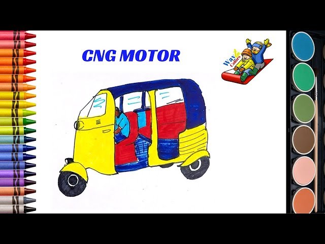 Draw and color CNG motor | Art colors for children | How to draw coloring book for kids