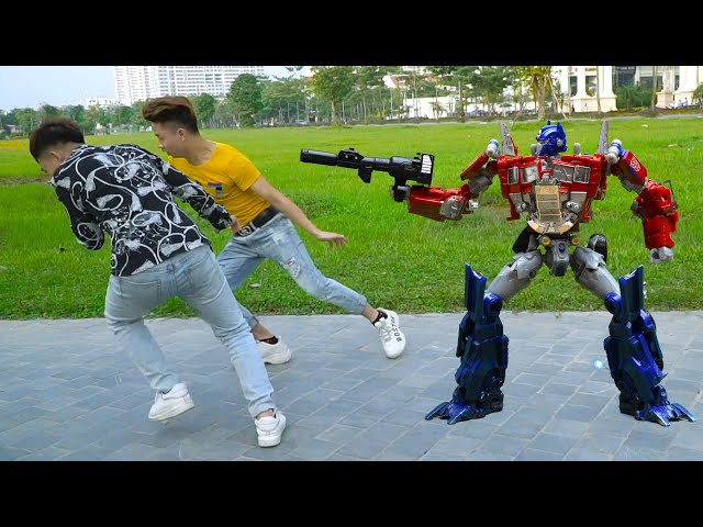 Transformers Optimus Prime vs Megatron Stop motion! Decepticon, Autobots Robot in real life!