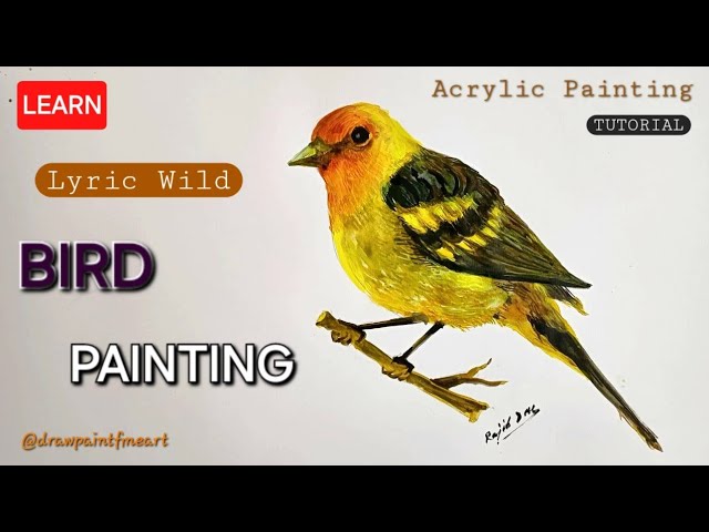 AMAZING Yellow BIRD Painting | EASY Acrylic Painting