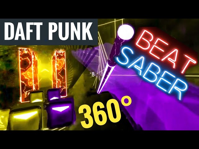 Playing BEAT SABER POV Daft Punk's harder, better, faster, stronger song - 360 VR 3D gaming 4K video