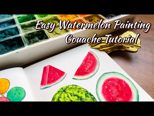 How to Paint Watermelon |Tutorial with Himi Gouache 🍉 সহজ উপায়ে তরমুজ আঁকবেন কিভাবে