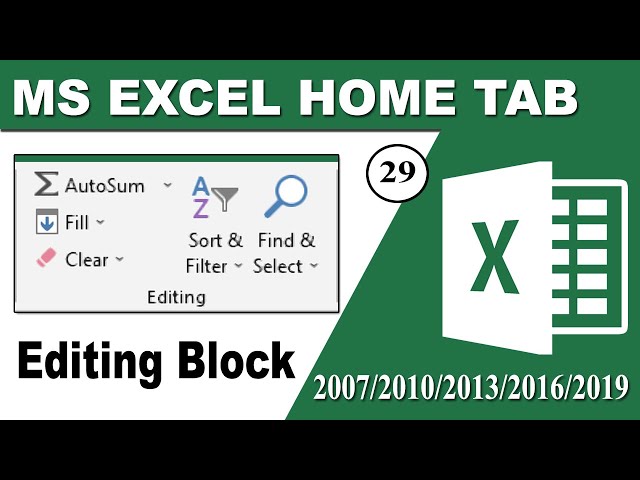 Cell and Editing Block in Excel Home Tab Me cell, Editing Block | #Excel Home Tab Complete Tutorial.