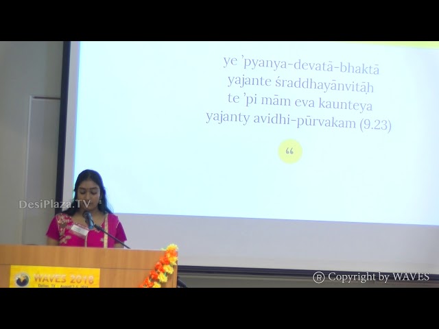 Ms Ananya Ponangi's talk 'Understanding the Divine in Hinduism' at WAVES  Dallas, Texas - 2018.