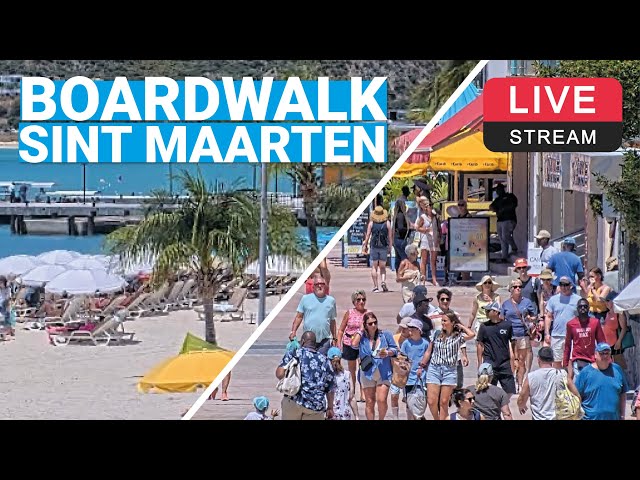 Boardwalk | Great Bay Beach | Philipsburg | Sint Maarten 🌴💦🛳️  LIVE CAM