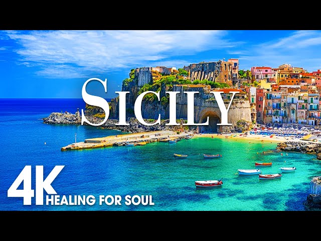 SICILY NATURE in 4K UHD Drone Film + Relaxing Piano Music for Stress Relief, Sleep, Spa, Yoga, Cafe