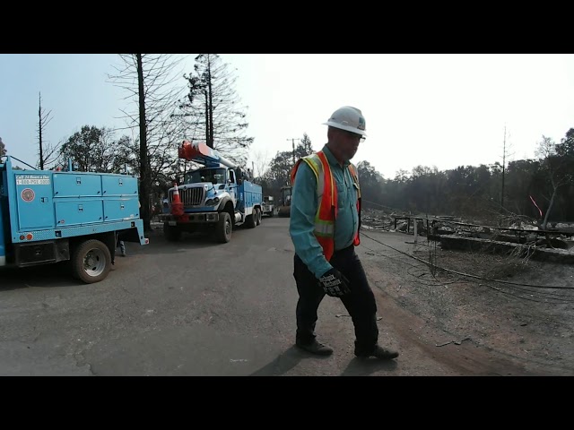 PG&E Crews Repair Fire Damage 360 video