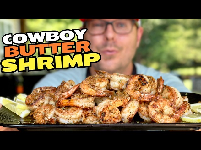 Easy COWBOY BUTTER Shrimp on the Blackstone Griddle - SO GOOD!