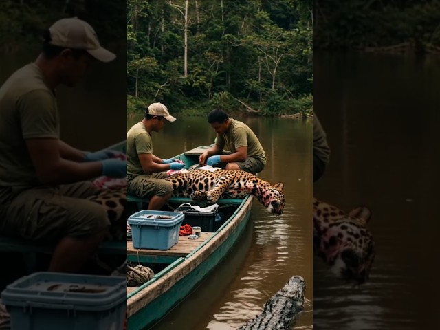 Jaguar Rescued from a Crocodile in the Amazon River! #Jaguar #Crocodile #shorts