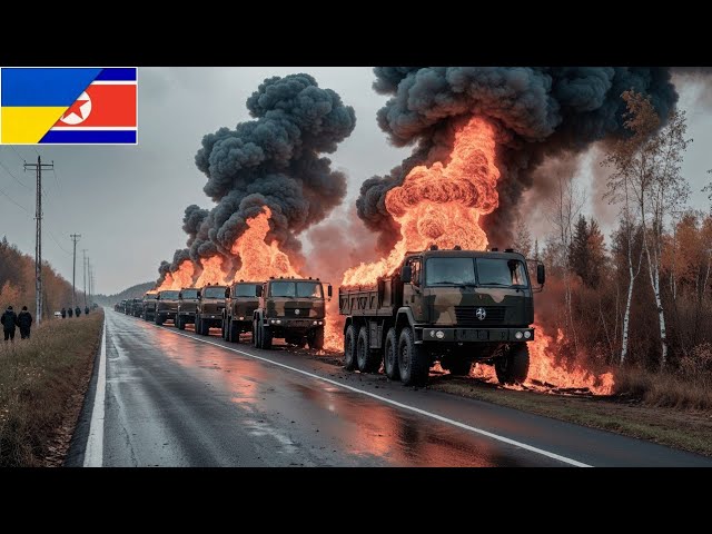 5 MINUTES AGO! 10-Kilometer Convoy of North Korean Troops Blown Up by Ukrainian F-16 Guided Missiles