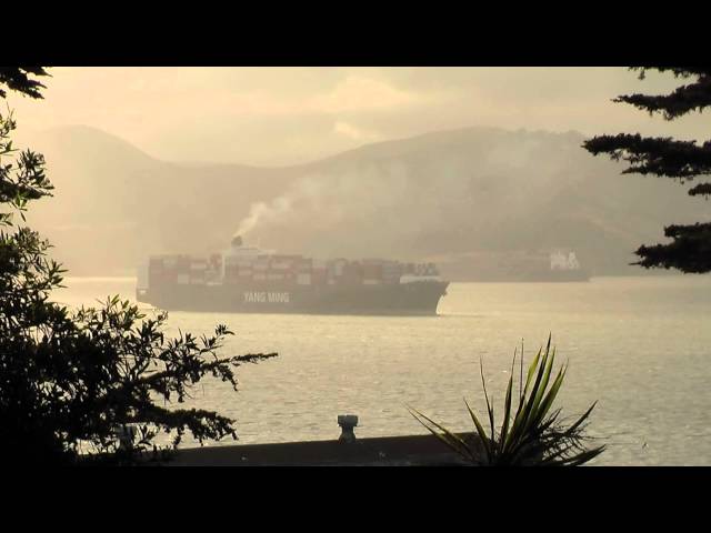 Cargo Ship On Misty S.F. Bay (June 2012)