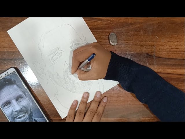 Portrait of MESSI | grid drawing | shikha's sketching