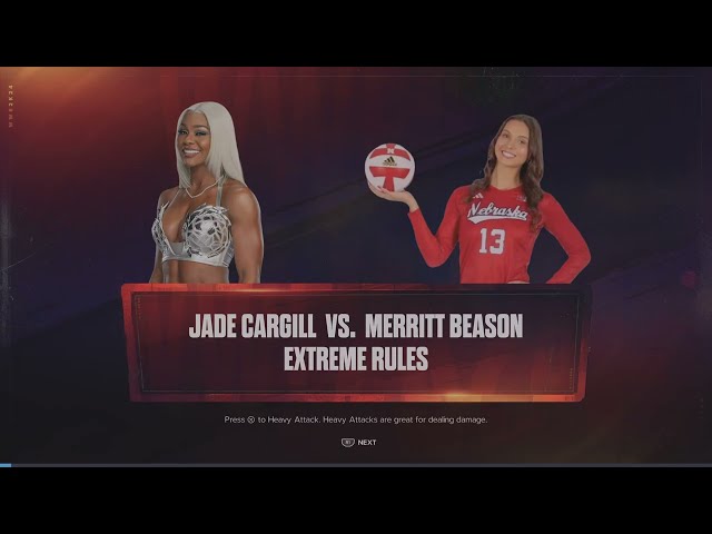 WWE 2K24 Merritt Beason Nebraska Husker Volleyball vs Jade Cargill