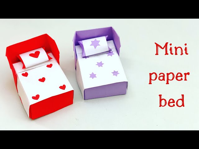 DIY MINI PAPER BED / Paper Crafts For School / Paper Craft / Easy kids craft ideas /Paper Craft New