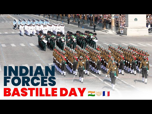 Proud Moment! India's tri-services contingent march past during the Bastille Day Parade🇮🇳🤝🏻🇫🇷