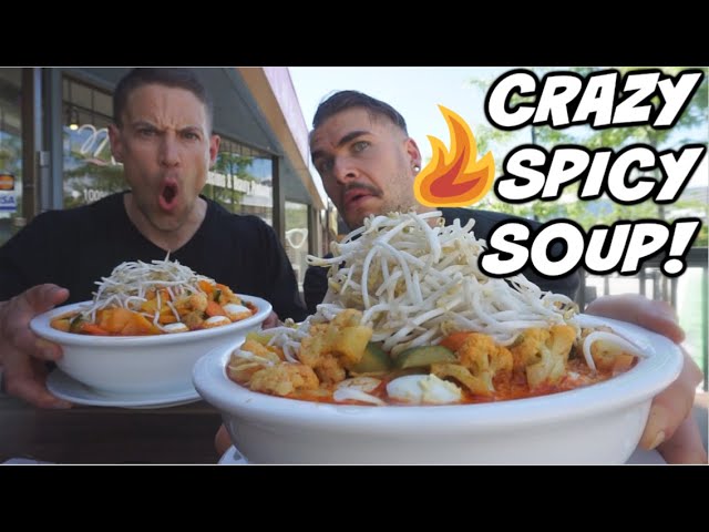 SPICY ASIAN SOUP CHALLENGE! Spicy Food Challenge!  7lb Hot Laksa Soup! Man Vs Food