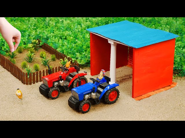 Diy twin tractor making creative plowing machine harvester science project | @MiniFarmingSM