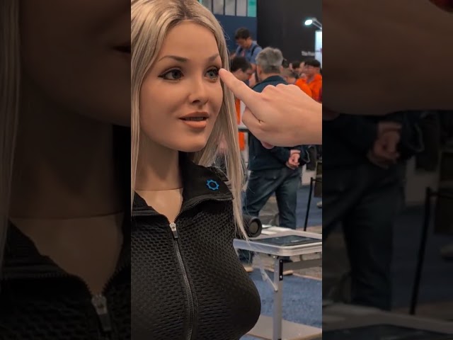 Hyper-realistic Robot at CES 2025! #robot #ai #ces2025 #humanoidrobot #lasvegas #lvcc #aria