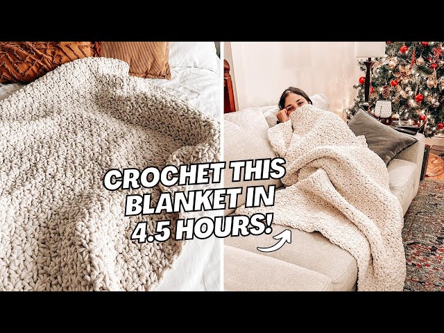 Crochet this blanket in 4.5 hours! Beginner friendly pattern | CJ Design Blog