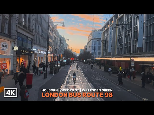 Golden Hour London Bus Journey: Route 98 - Central to Northwest | Oxford Street and Upper Deck Views