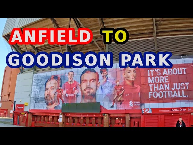 Anfield Stadium to Goodison Park - 4K Walk from Liverpool FC to Everton FC England, UK 🇬🇧