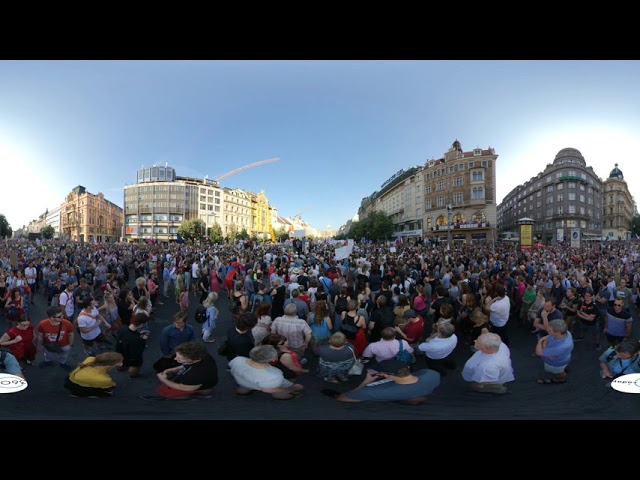 Protest against Czech Prime Minister in the middle of Prague, Czech Republic 04.06.2019í, video 360