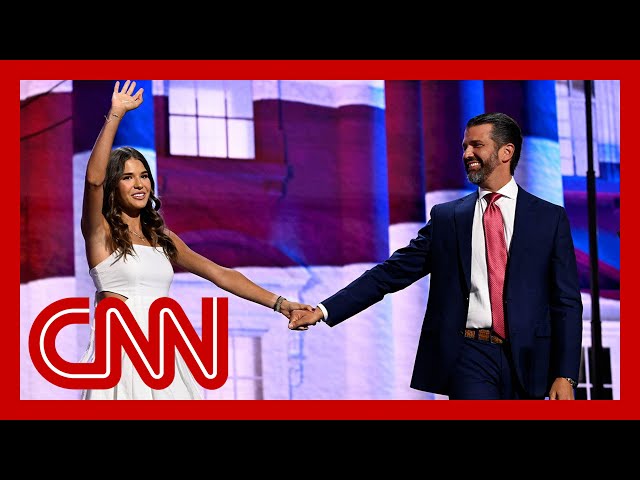 Kai Trump and her father, Donald Trump Jr., address the RNC