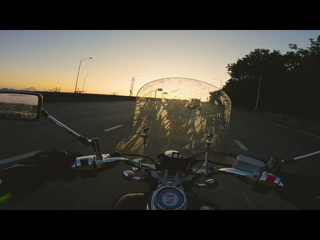 Morning commuting on a Yamaha V-Star 650