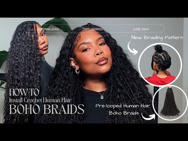 THE FULLEST CROCHET BOHO BRAIDS WITH HUMAN HAIR | NEW TECHNIQUE | MAINTENANCE | STYLING Ft YGWIGS