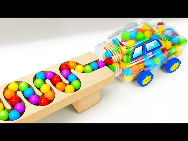 Marble Run Race ☆ HABA Slope & Retro Makita Truck, Garbage Truck Long Version #80