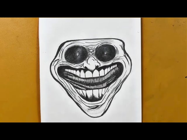 how to draw troll face step-by-step using just a pencil