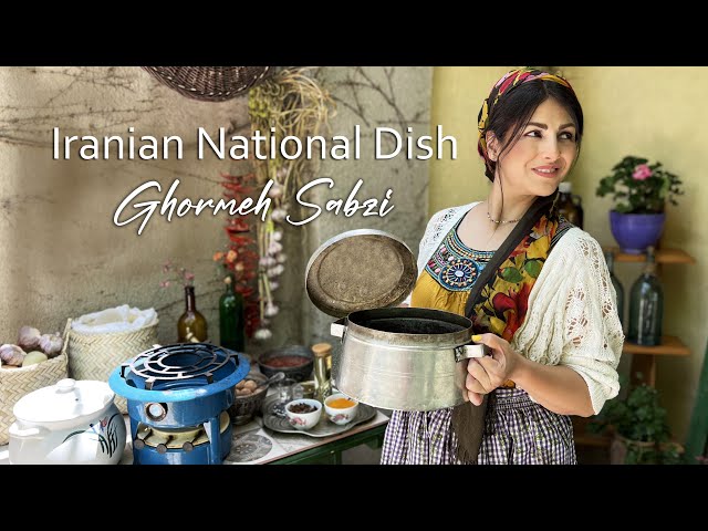 #22 National Dish Of IRAN! I Cooked Ghormeh Sabzi In My Village ( Persian Herb Stew )🌿💋🔥 قرمه سبزی