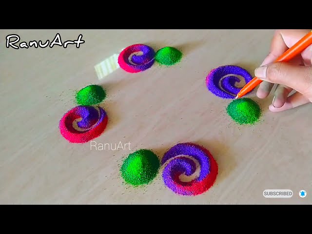 5 Rangoli Designs For Beginners, Rangoli Design, Simple Rangoli Design, Rangoli Kolam, Easy Rangoli